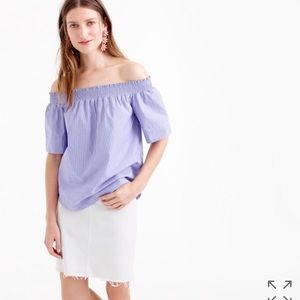 J. Crew cotton off-the-shoulder top in stripe